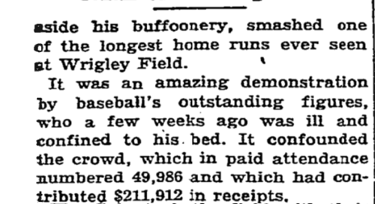 When Babe Ruth hit his famous called shot at Wrigley Field, did he